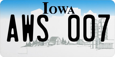 IA license plate AWS007