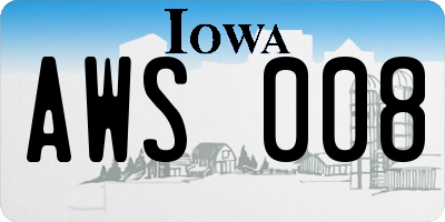 IA license plate AWS008