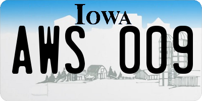 IA license plate AWS009