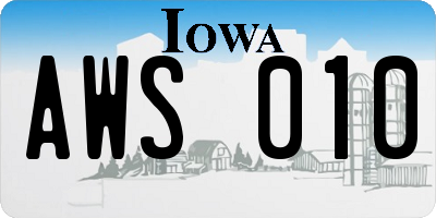IA license plate AWS010