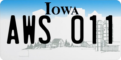 IA license plate AWS011