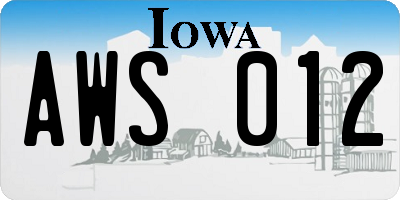 IA license plate AWS012