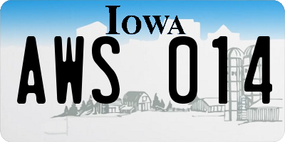 IA license plate AWS014
