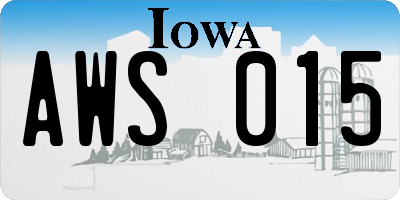 IA license plate AWS015