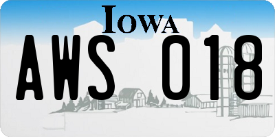 IA license plate AWS018