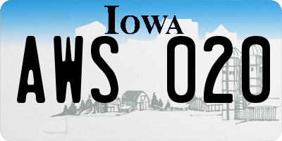 IA license plate AWS020