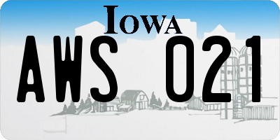 IA license plate AWS021