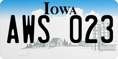 IA license plate AWS023