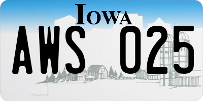 IA license plate AWS025