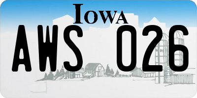 IA license plate AWS026