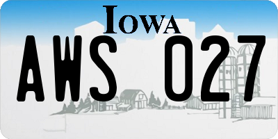 IA license plate AWS027