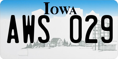 IA license plate AWS029