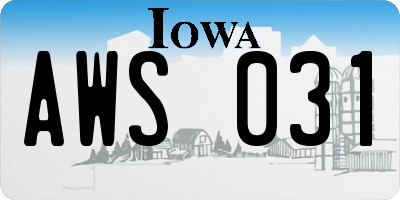 IA license plate AWS031