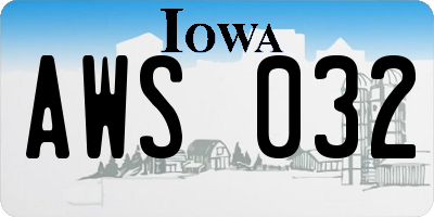 IA license plate AWS032