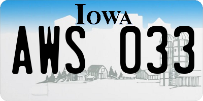 IA license plate AWS033