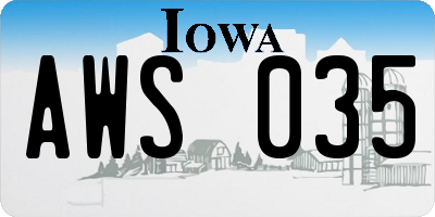 IA license plate AWS035