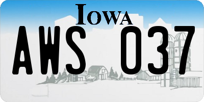 IA license plate AWS037