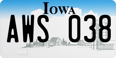 IA license plate AWS038