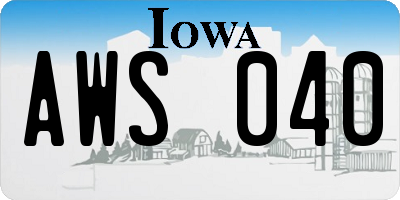 IA license plate AWS040