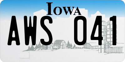IA license plate AWS041