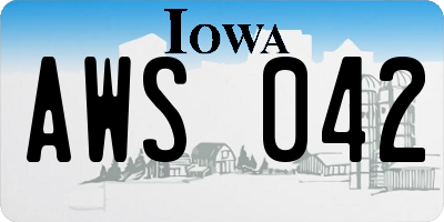 IA license plate AWS042