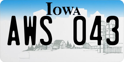 IA license plate AWS043