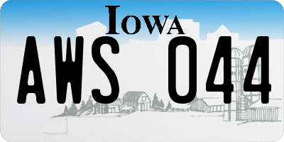 IA license plate AWS044
