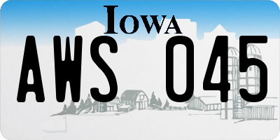IA license plate AWS045