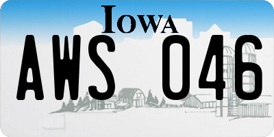 IA license plate AWS046