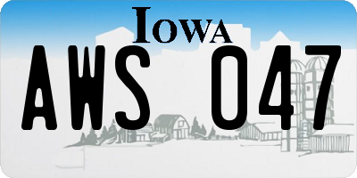 IA license plate AWS047