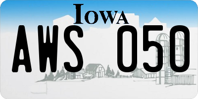 IA license plate AWS050