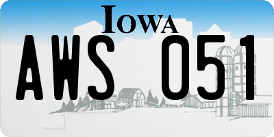 IA license plate AWS051