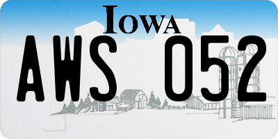 IA license plate AWS052