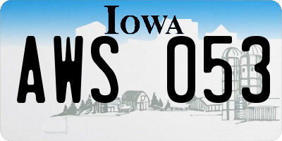 IA license plate AWS053