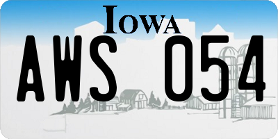 IA license plate AWS054