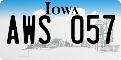 IA license plate AWS057