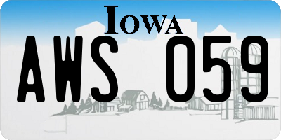 IA license plate AWS059