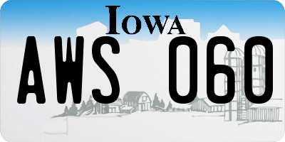 IA license plate AWS060