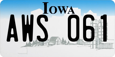 IA license plate AWS061