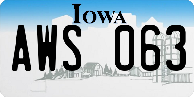 IA license plate AWS063