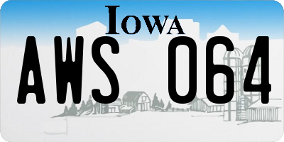 IA license plate AWS064