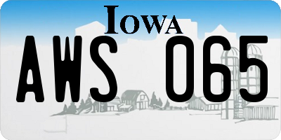 IA license plate AWS065