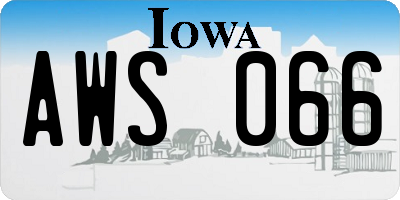 IA license plate AWS066