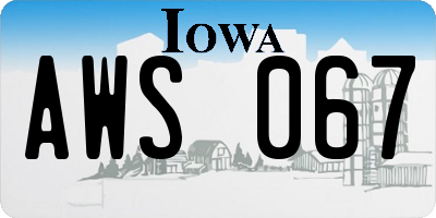 IA license plate AWS067