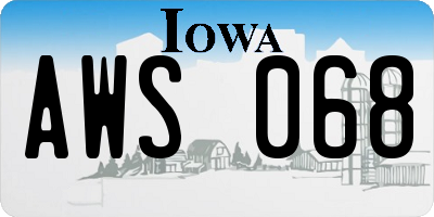 IA license plate AWS068