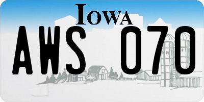 IA license plate AWS070