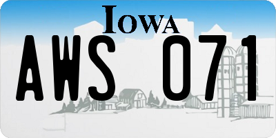 IA license plate AWS071