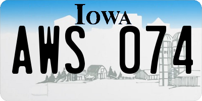IA license plate AWS074