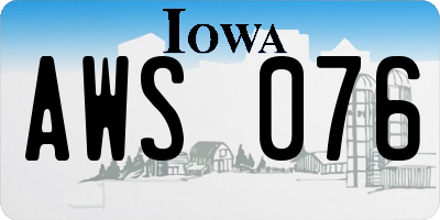 IA license plate AWS076