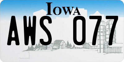IA license plate AWS077